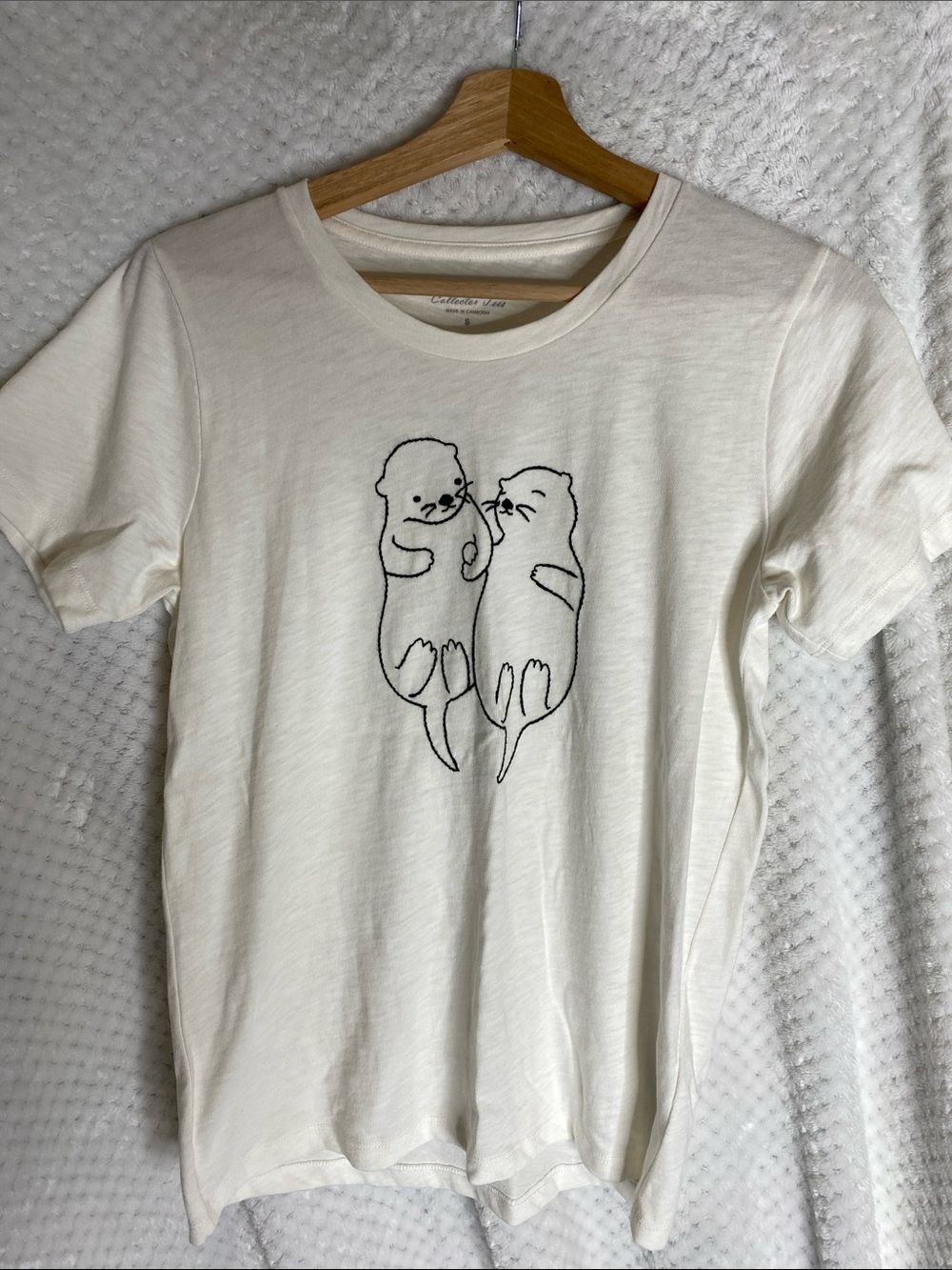 J. Crew Cream Short Sleeve Tee with Otter Graphic